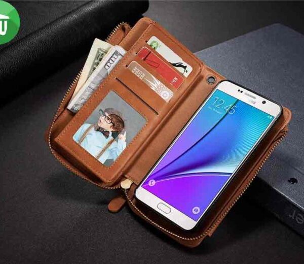 Genuine Leather Multi-functional Pocket Cover For Samsung Galaxy Note 5