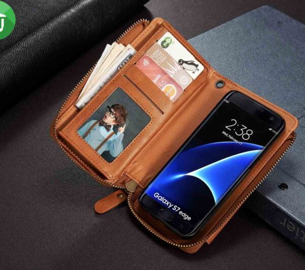 Genuine Leather Multi-functional Pocket Cover For Samsung Galaxy S7 Edge