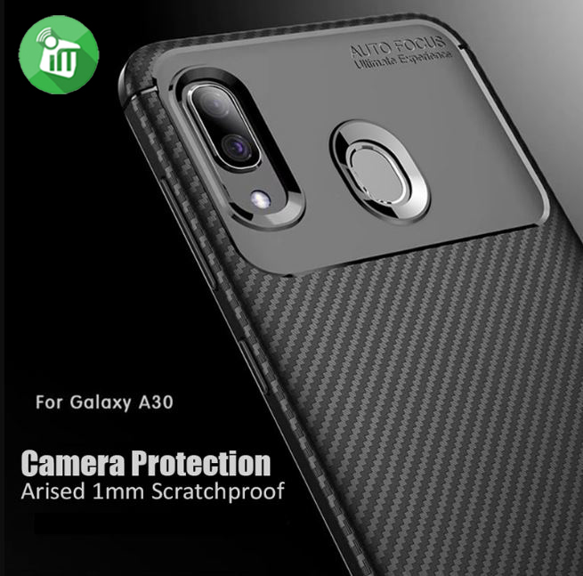 IPAKY Auto Focus Carbon Fiber Series Case Cover For Samsung Galaxy A20/A30