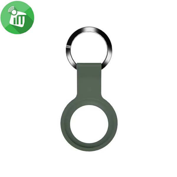 Mutural AirTag Secure Silicone Holder With Keychain (Midnight Green)