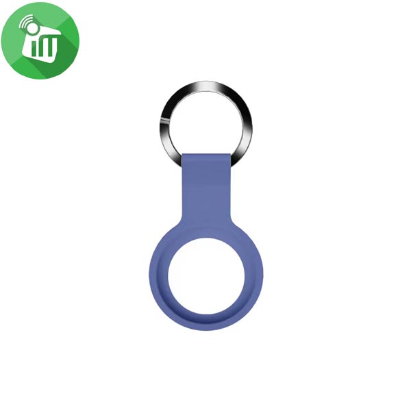 Mutural AirTag Secure Silicone Holder With Keychain (Dark Blue)
