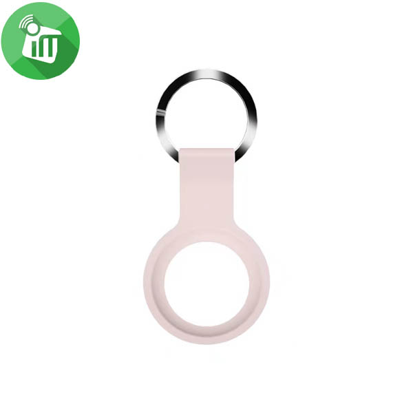 Mutural AirTag Secure Silicone Holder With Keychain (Pink Sand)