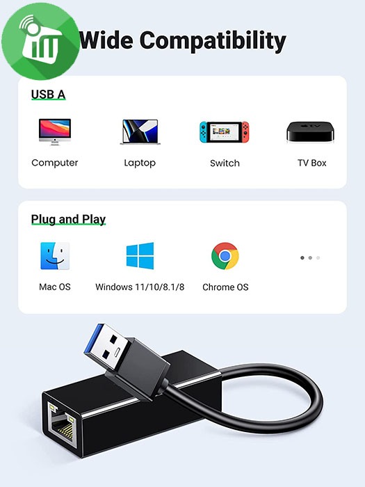 COTEetCI 83001 USB Gigabit Ethernet 100M - iMedia stores
