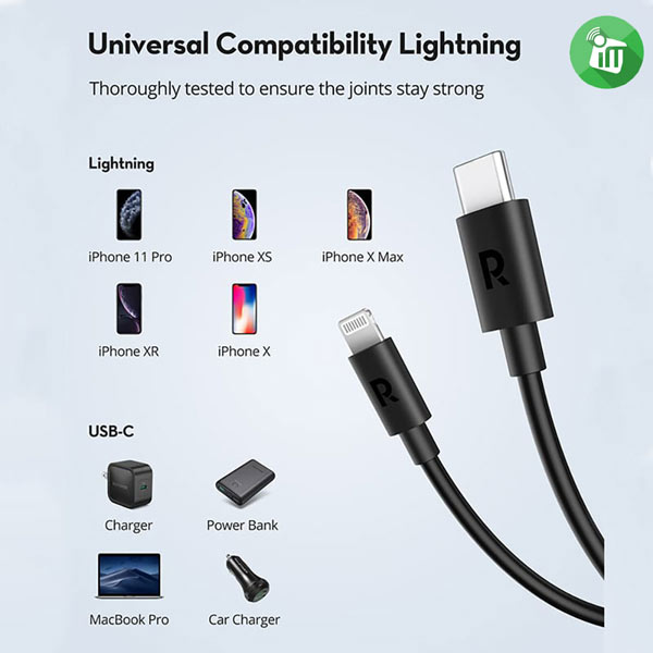 RAVPower RP-CB062 USB-C To Lightning MFI Cable 1M