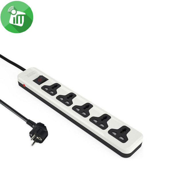ilock 5 Outlet Universal Power Strip with Overload Switch (White)