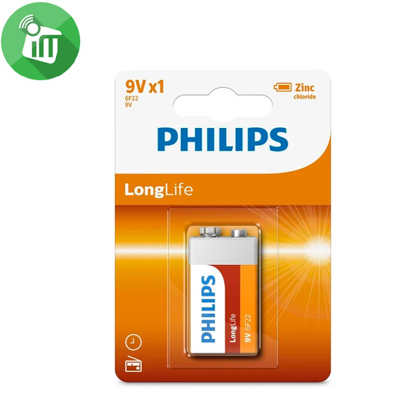 Philips 1PCS Size 9V Longlife Zinc Battery 9V