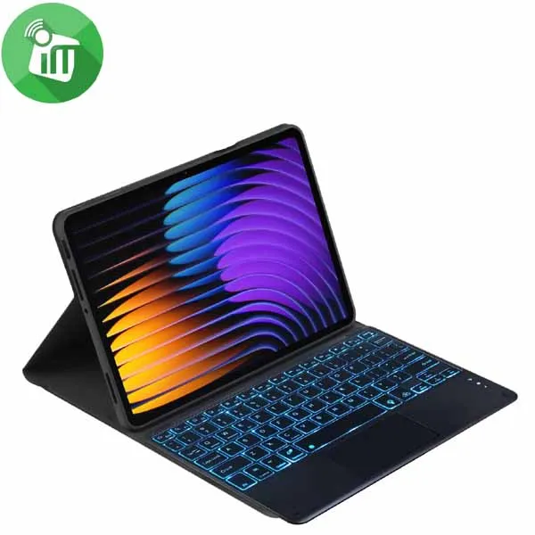 PST-MI7112 Smart Bluetooth Keyboard Leather Case With Touchpad and Light Xiaomi Pad 7/7 Pro