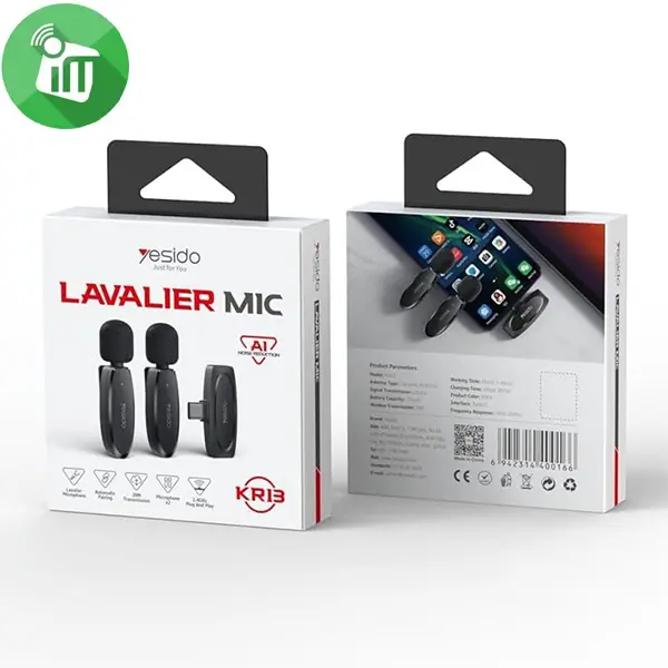 Yesido KR13 USB-C Dual Wireless Lavalier Microphone - Image 2