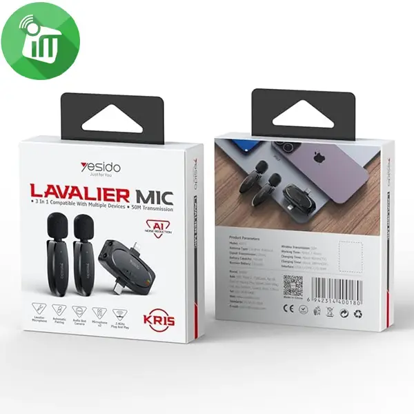 Yesido KR15 USB-C/Lightning Dual Wireless Lavalier Microphone - Image 2