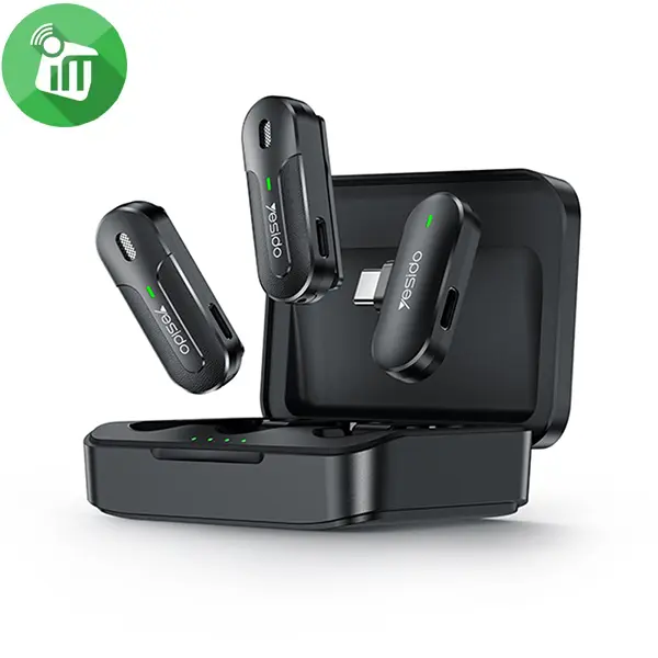 Yesido KR17 USB-C Dual Wireless Lavalier Microphone with Charging Case