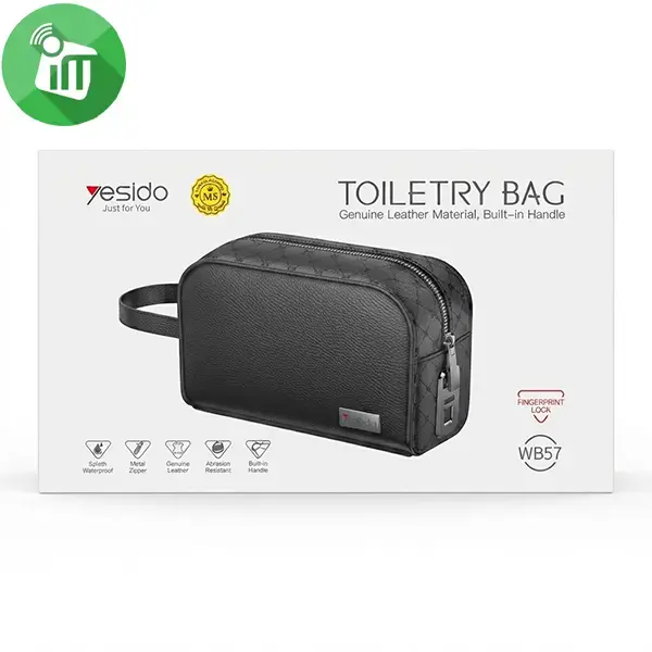 Yesido WB57 Smart Leather Toiletry Bag with Fingerprint Lock - Image 4