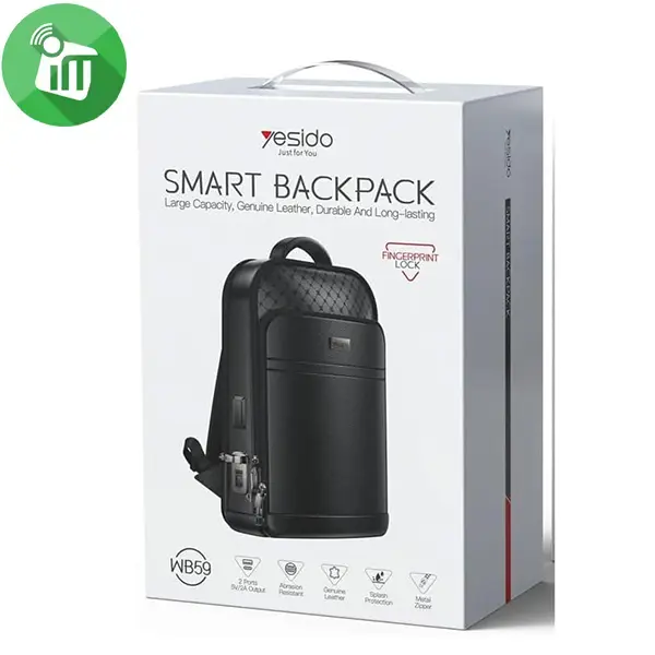Yesido WB59 Smart Leather Backpack with Fingerprint Lock - Image 3