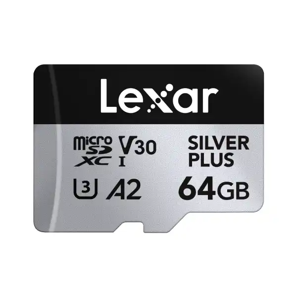 Lexar Silver Plus 64GB microSDXC UHS-I Card With Adapter 205MB/s