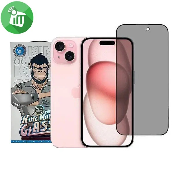 KingKong Full Glue Privacy HD Glass Guard Screen iPhone 15