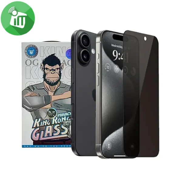 KingKong Full Glue Privacy HD Glass Guard Screen iPhone 16 Plus